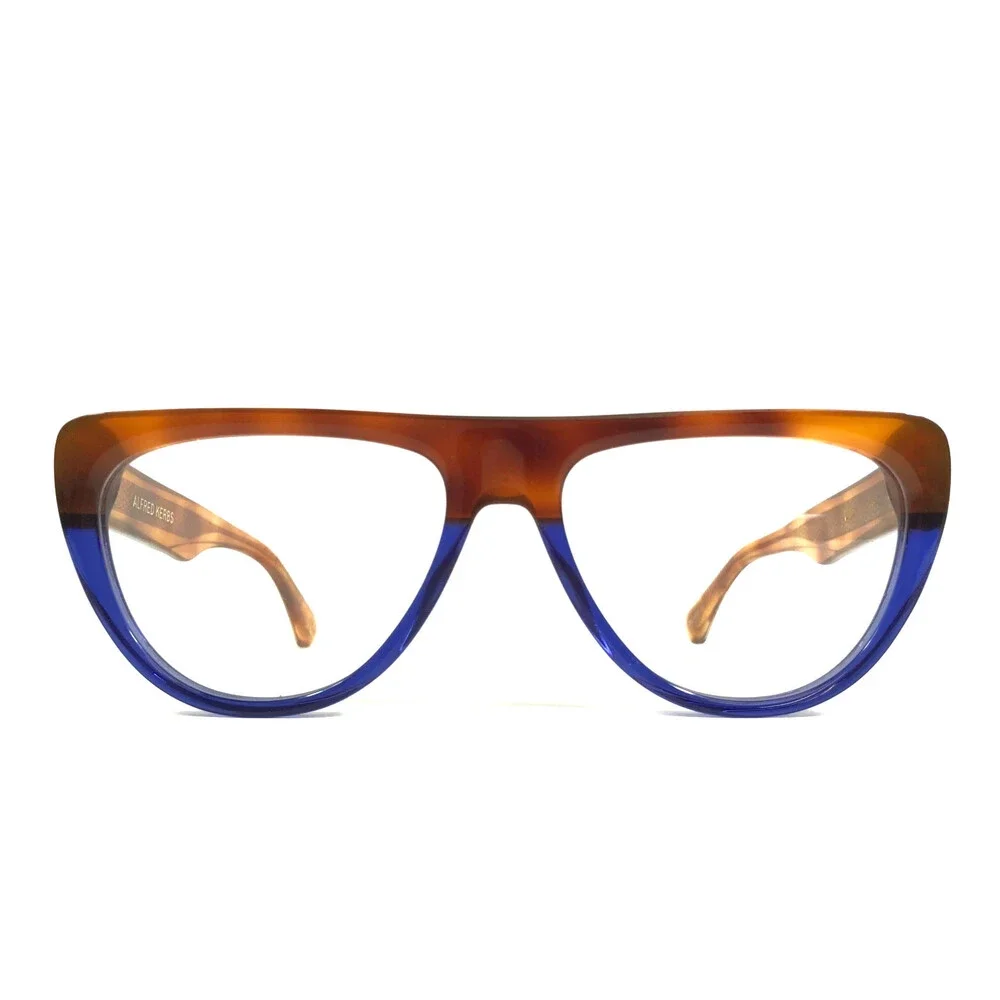 Alfred Kerbs Eyeglasses Frames MASK BLHV Blue Havana Flat Top Full Rim 56-17